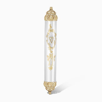 KING MEZUZAH WITH GOLD CASTINGS STERLING SILVER 