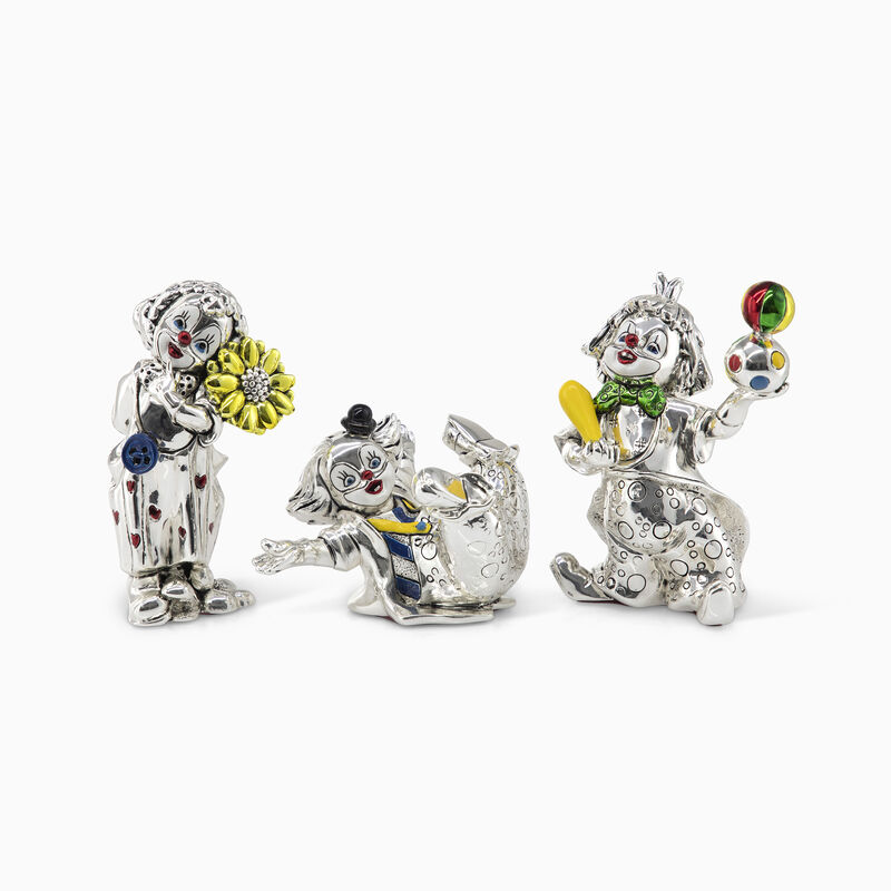 Clowns Set of 3 Silver-Plated 