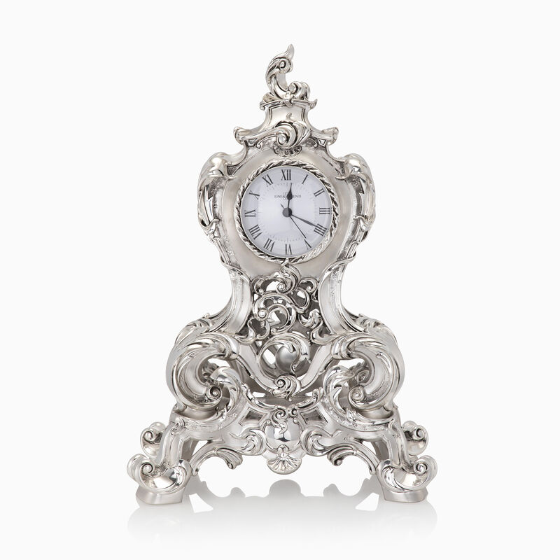 Set Table Clock with Shelf Silver-Plated 