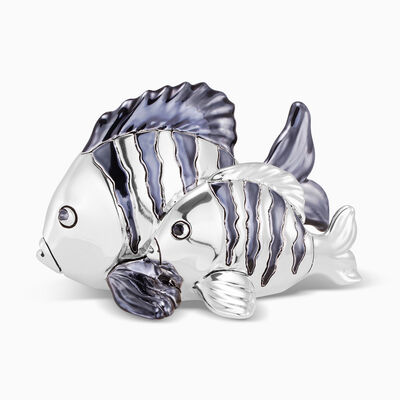 A Pair Of Fish Miniature Black And Silver Plated 