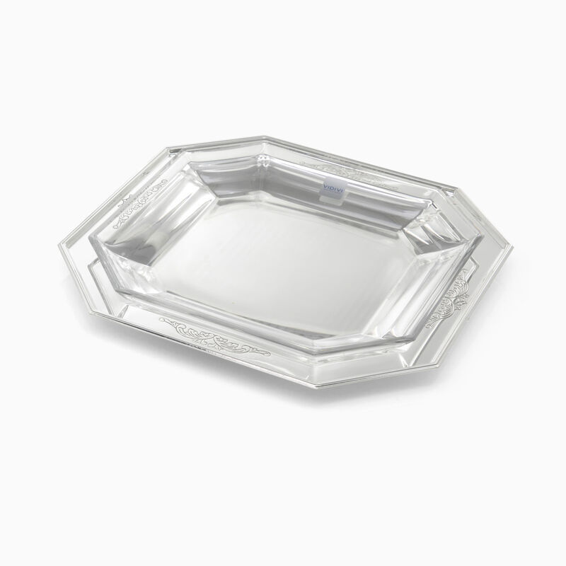 PLATED SQUARE TRAY+GLASS 