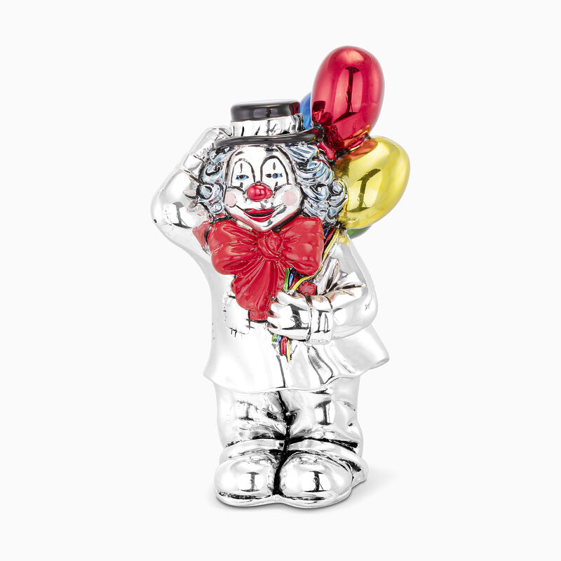 Clown Holding Balloons Silver Plated 
