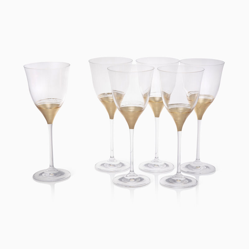 GOLD LIF CRYSTAL WINE 6 GLASSE 
