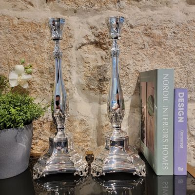 Bakio Candlesticks Smooth Sterling Silver Large 