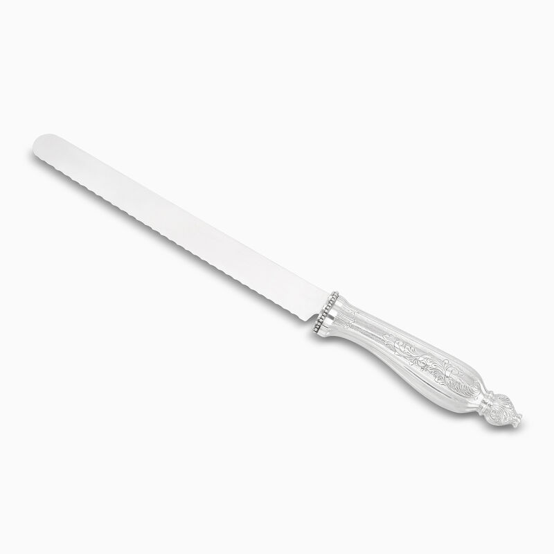 Bellagio Challah Knife Decorated Oval Serrated