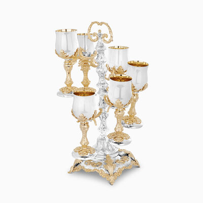 Siluette Decorated 6 Cups On Stand Selective Gold 