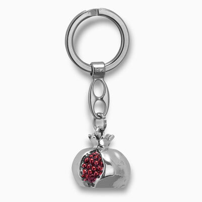 Red Pomegrand Key Holder Silver Plated 