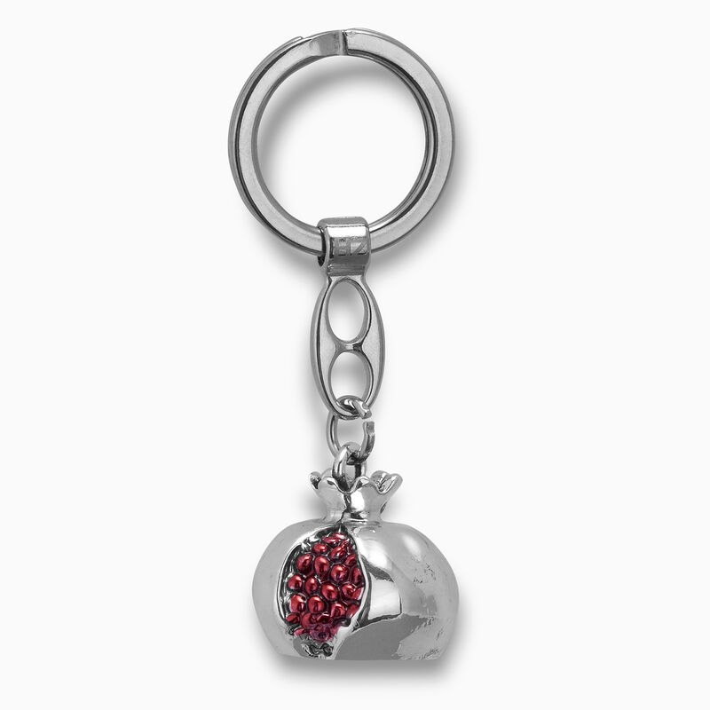 Red Pomegranate Key Holder Silver-Plated