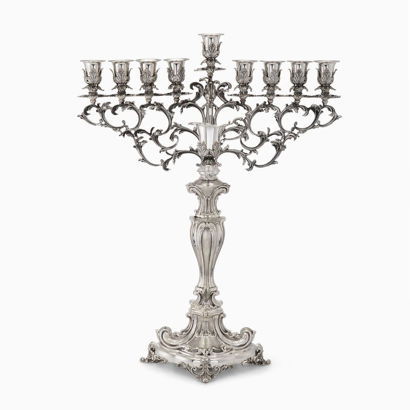 Oval Wave Shine Menorah Sterling Silver