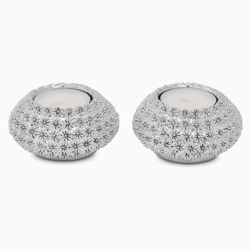 Floral Tealight Holder Silver-Plated 