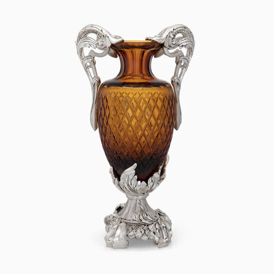 CRYSTAL VASE AMBER 22.5X55.5 