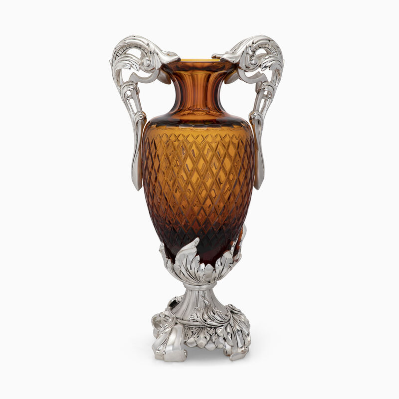CRYSTAL VASE AMBER 22.5X55.5 