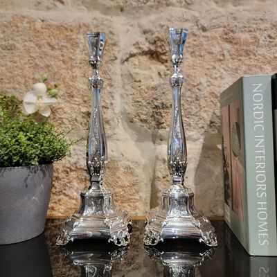 Bakio Decorated Sterling Silver Candlesticks 