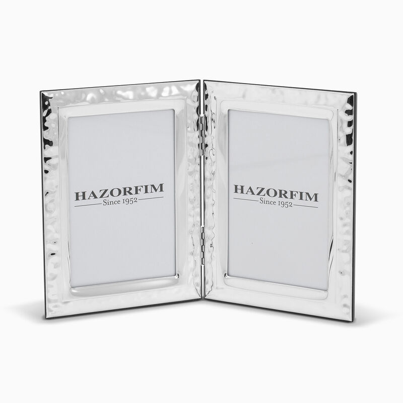 Double Photo Frame Silver Plated Decorated
