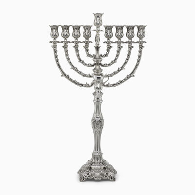 Stone Menorah Decorated Small 