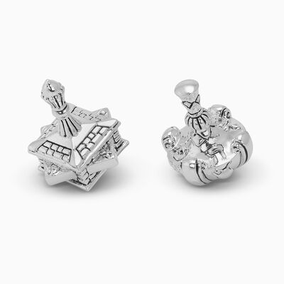Classic Modern Dreidel Set Silver-Plated 