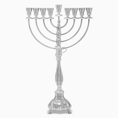 Bell Decorated Menorah Large Sterling Silver 