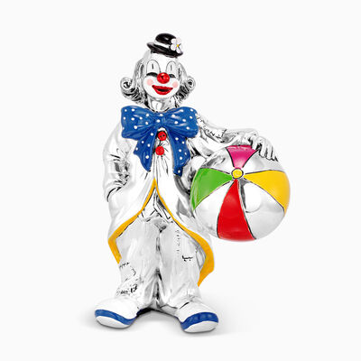 Clown With Ball Silver Plated 