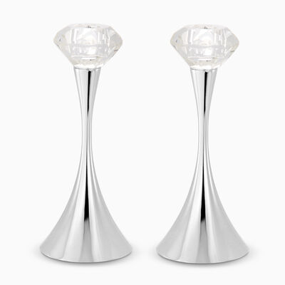 Crystal Candlesticks Silver Plated 