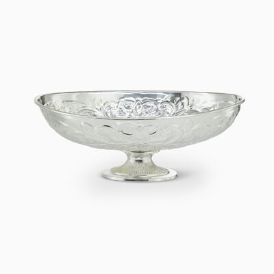 OVAL EMBOSSED BOWL+FOOT PLATED 