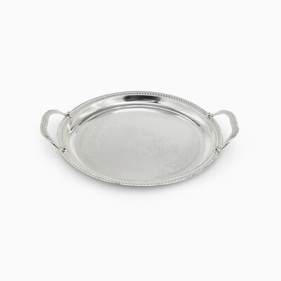 TRAY ROUND ORNAMENTED PLATED 