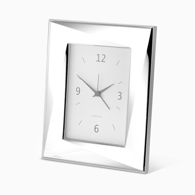 Wide Frame Clock Silver Plated 