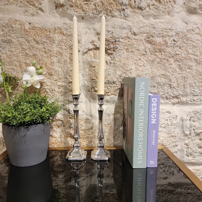 Comino Candlesticks Smooth Sterling Silver Small 