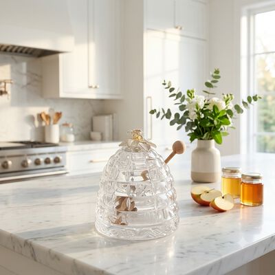 Honey Dish Crystal and Silver-Plated 