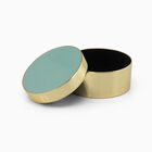 Green and Gold Enamel Round Box 