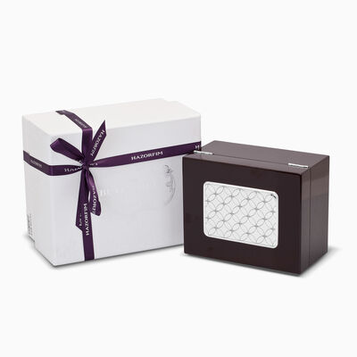 Square Flowered Tea Box Wood & Silver Plated- Smal