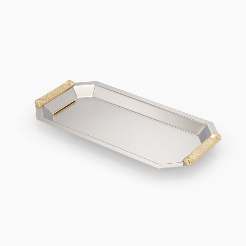 HAMMER PLATED TRAY W/HANDLES