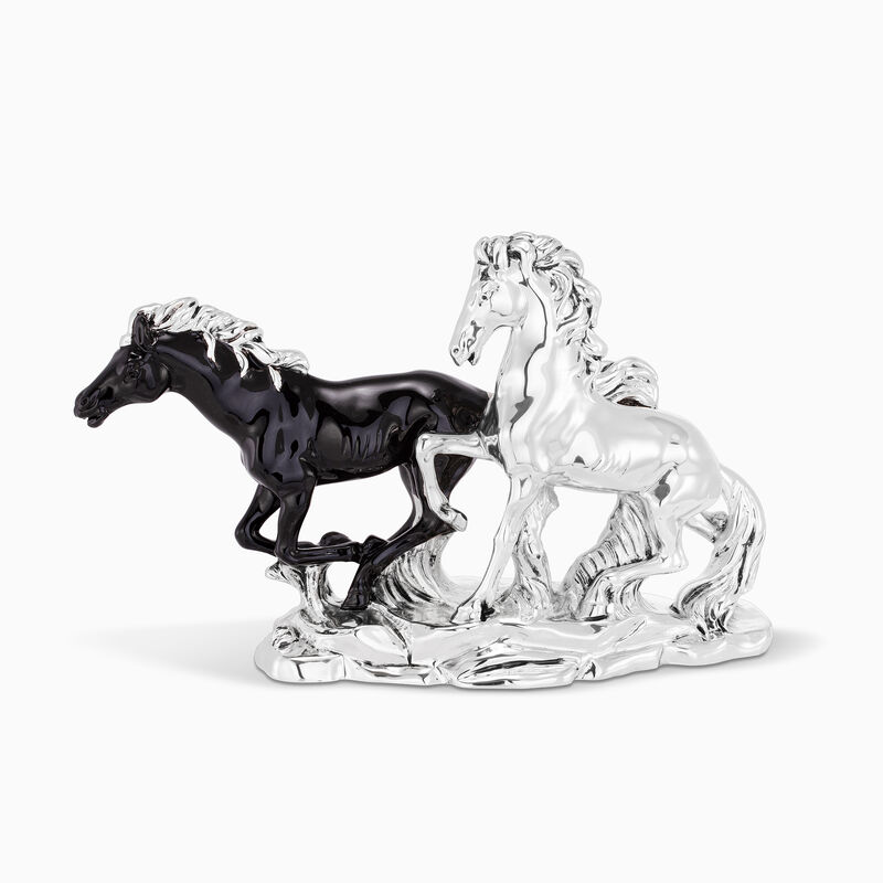 Horses Black And Silver Plated 