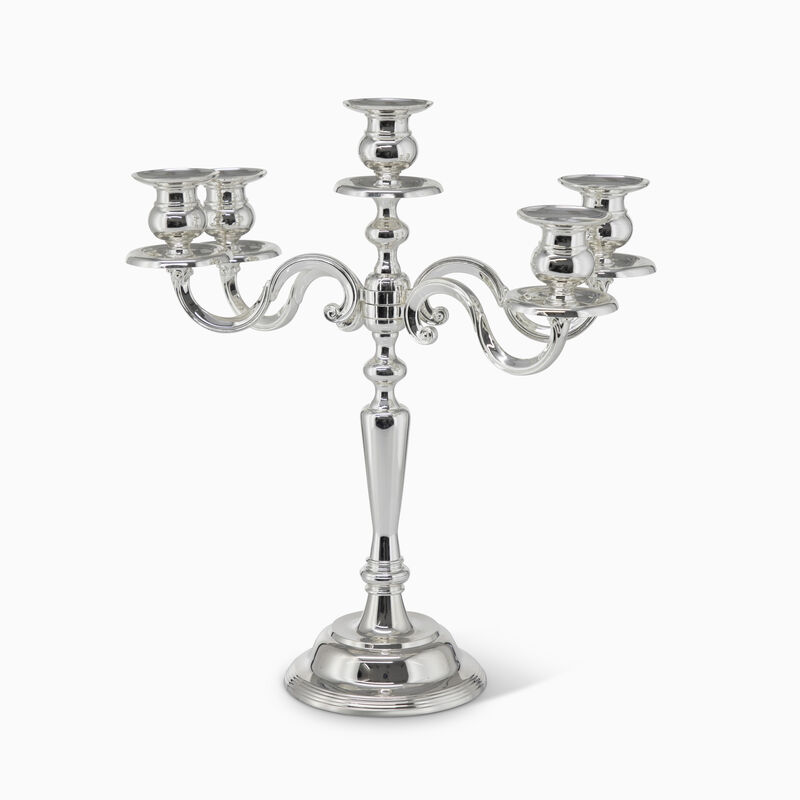 5 ARM CANDLEBRA 38CM PLATED 