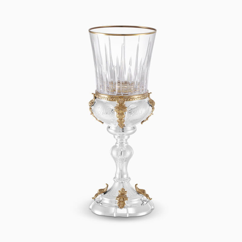 Carlos Red Wine Cup Crystal And Gold Silver 