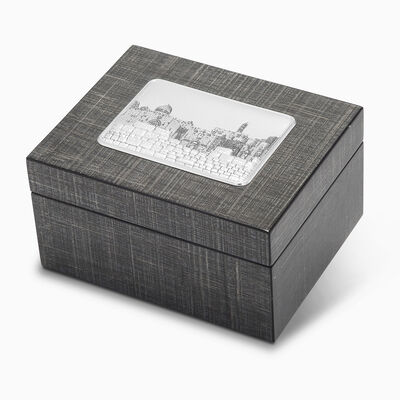 Tea Box Jerusalem Grey Wood & Silver Plated Small 