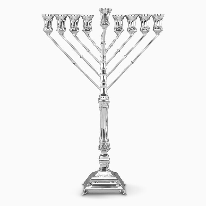 Socrates Chabad Decorated Menorah Sterling Silver