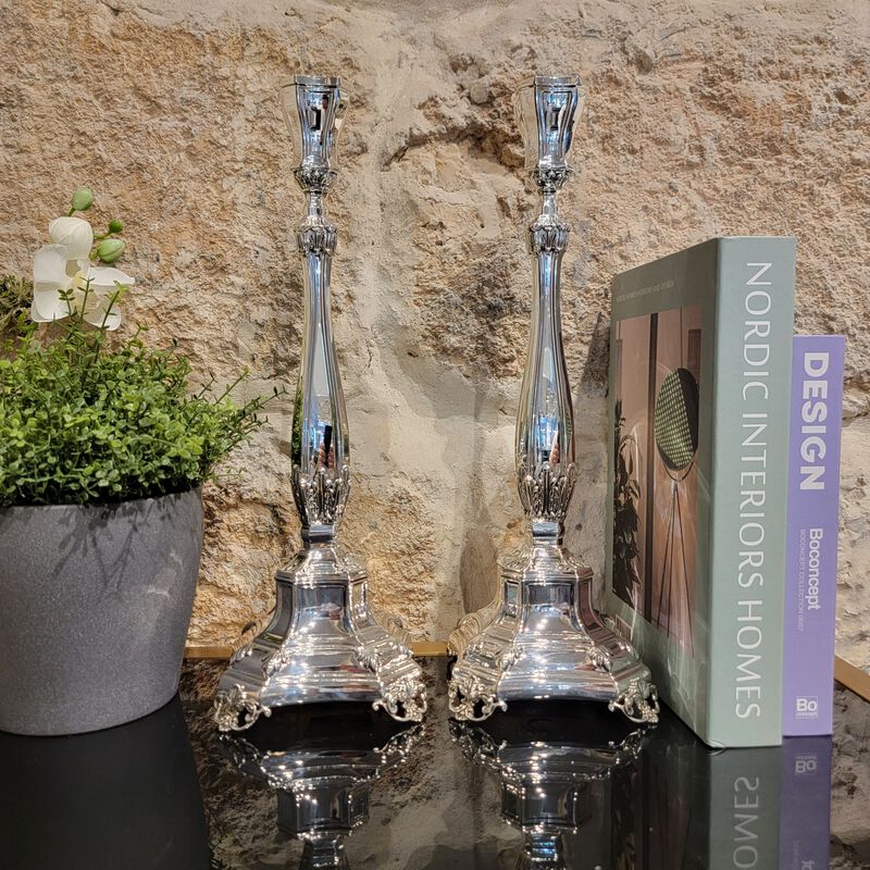Bakio Candlesticks Smooth Sterling Silver 
