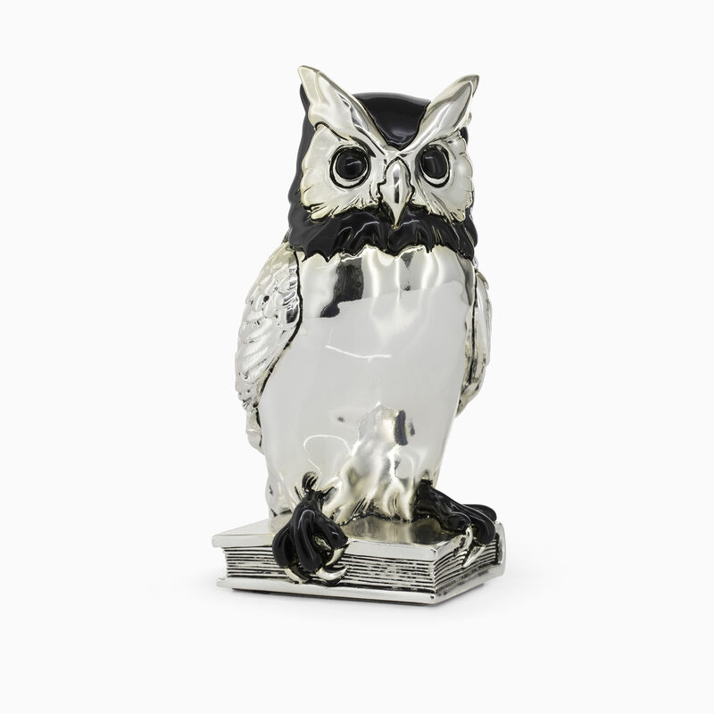 Owl on Book Miniature Silver-Plated