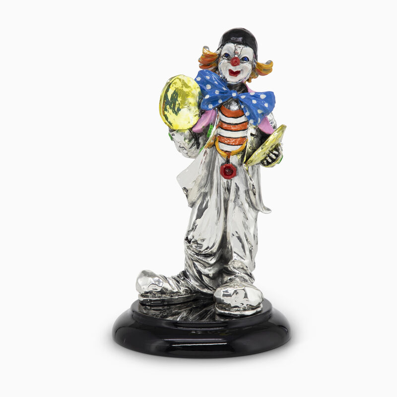 Clown with Cymbals and Base Silver-Plated 