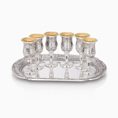 Arco Liquor Set 6 cups and tray Sterling Silver 