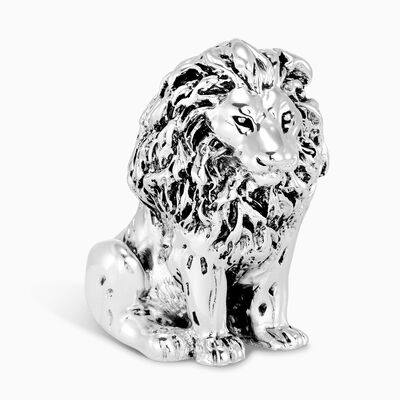 Sitting Lion Miniature Silver Plated 