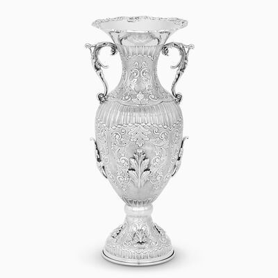 Retro Baron Leaf Vase With Handle Sterling Silver 