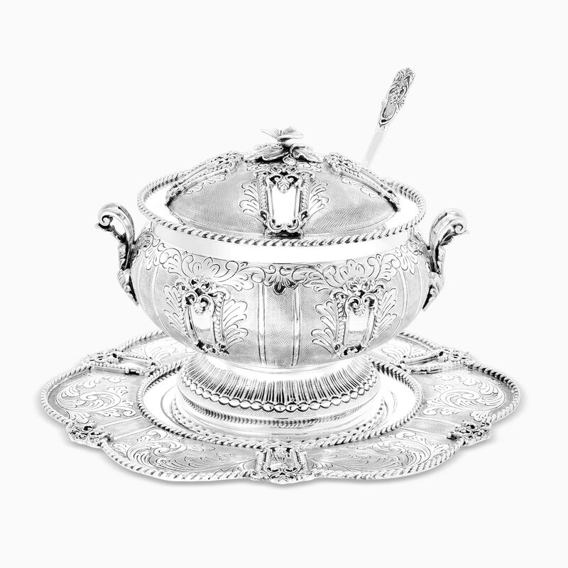 Frame Bobo Honey Dish With Plate Sterling Silver
