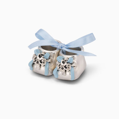 Light Blue Baby Shoes Silver Plated 