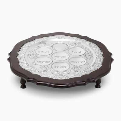 Large Pesach Seder Plate 3 Legs Silver Plated 
