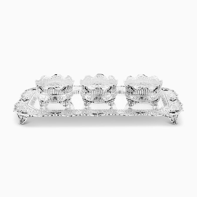 Ruz Serving Dish With 3 Bowls Sterling Silver