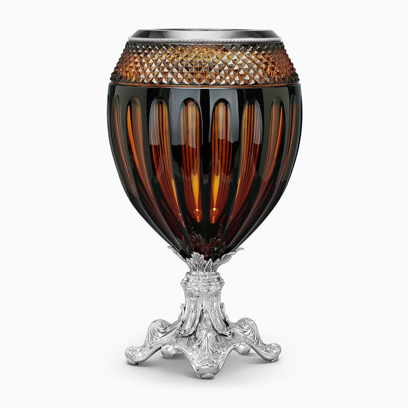 Amber Crystal Vase On Stem Sterling Silver