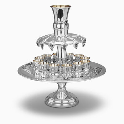 Eshkol Anavim Wine Fountain 12 Cup Sterling Silver