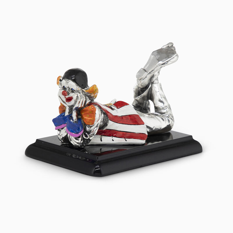 Stretched Clown with Base Silver-Plated 