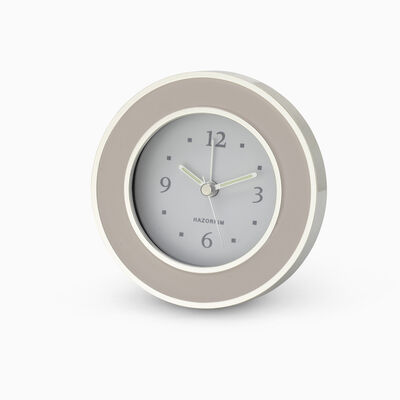 Pink and Silver Enamel Round Clock Silver-Plated 